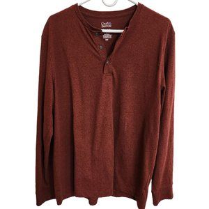 Croft & Barrow Extra Soft Long Sleeved Henley Shirt Brown Men's Size L